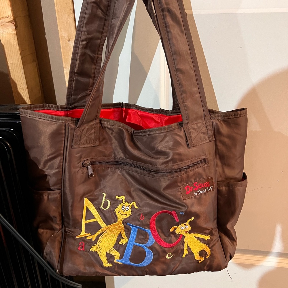 Dr. Seuss Brown and Red Baby Bag with ABC Design